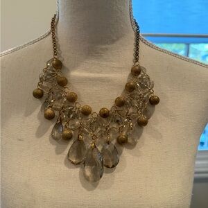 Gold and Gray Layered Necklace with Cascading Design